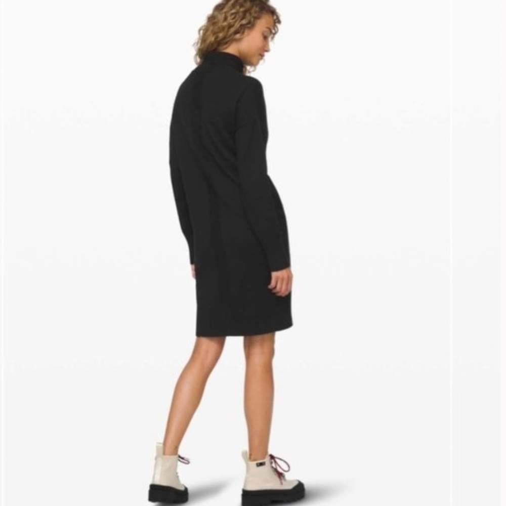 NEW Lululemon Softer Still Knit Sweater Dress Black Cashmere Blend XL Pocket - Picture 3 of 15